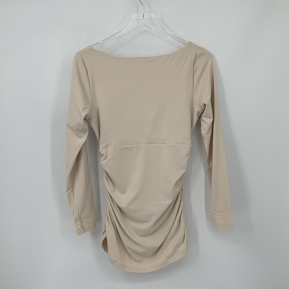 Susana Monaco twist front shirt top blouse jersey knit ruched Almond tan new XL - Picture 4 of 6